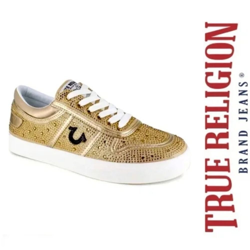 True Religion Esperanza Bling Sneakers in Gold Size 6